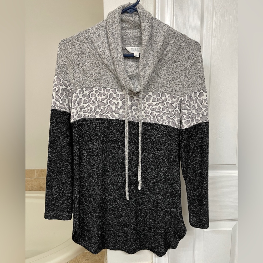 Market & Spruce Women's XS Petite Adjustable Cowl Neck Sweater/Top